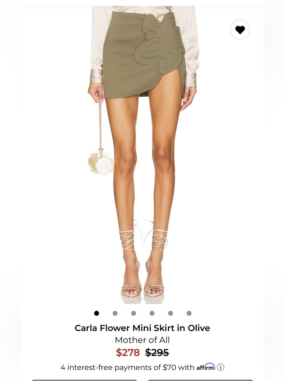 Carla Flower Mini Skirt in Olive